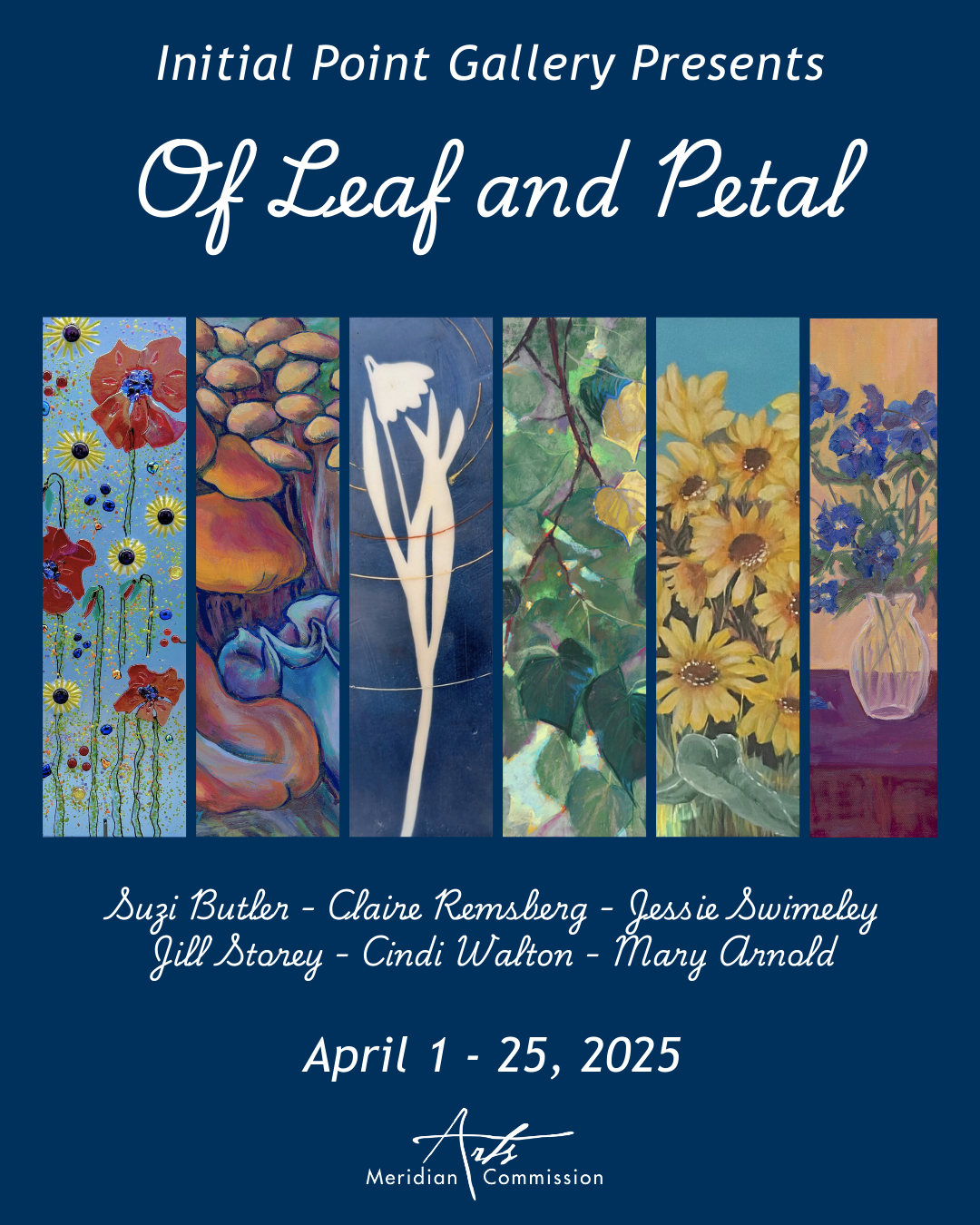 Poster for Initial Point Gallery art show from April 1 to April 25