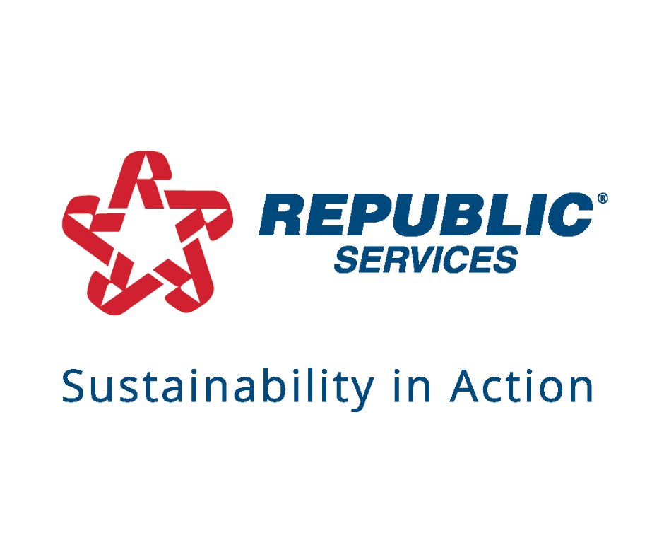 Republic Serivces Logo with phrase, "Sustainability in Action" written underneath in dark blue